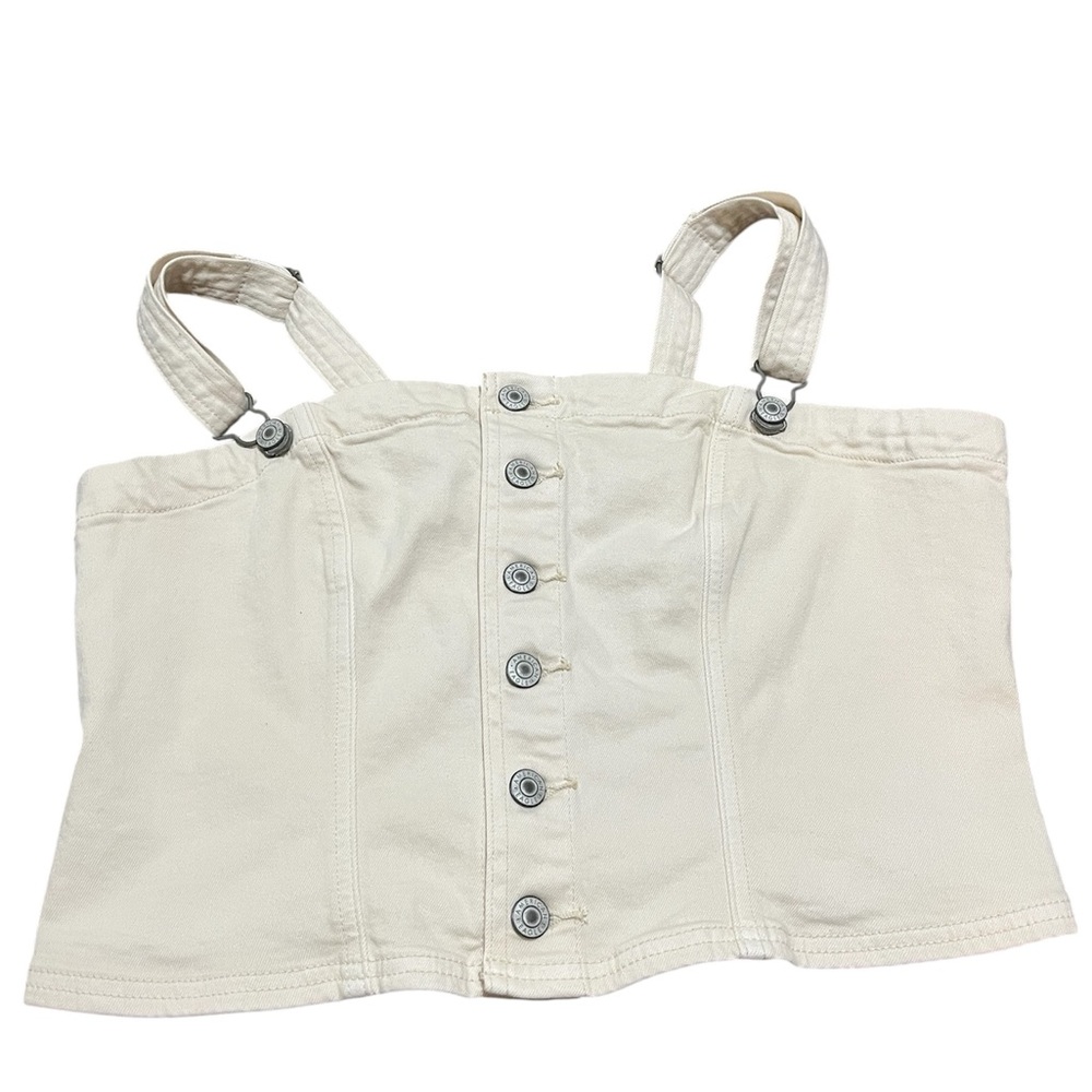 American Eagle Off White Denim Crop Top